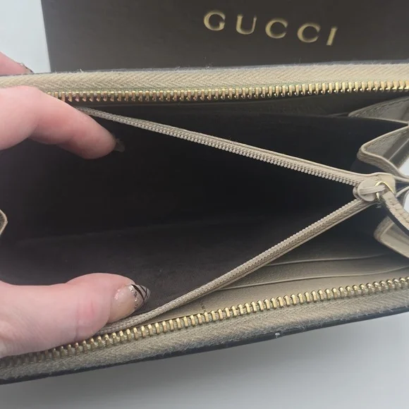 Gucci Ophidia GG Beige W/ Green & Red Sherry Zip Around Long Wallet (EUC)(COA)✨️ - Picture 10 of 15